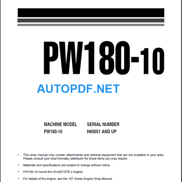 PW180-10 (H60051 and up) Shop Manual