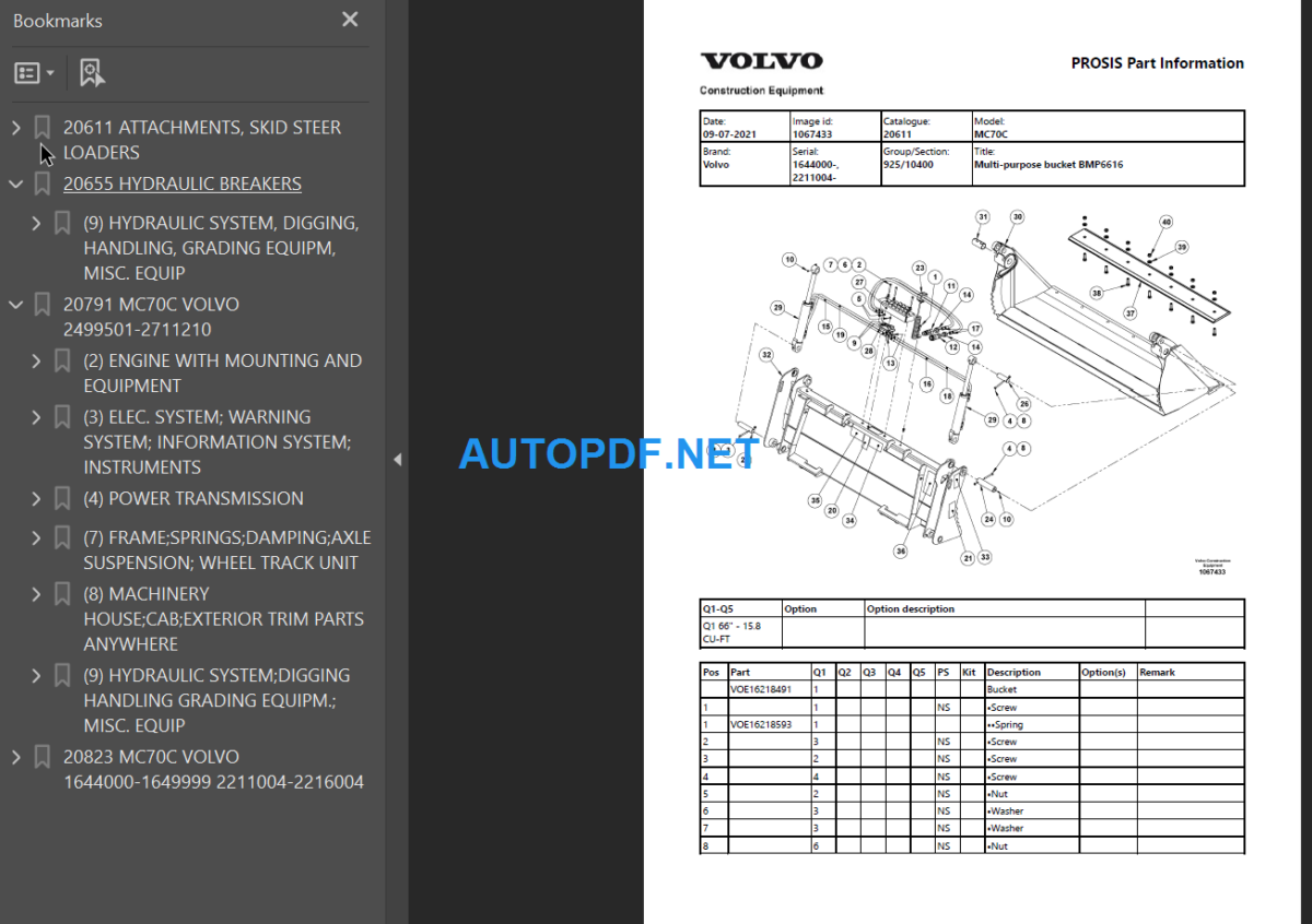 MC70C Parts Manual