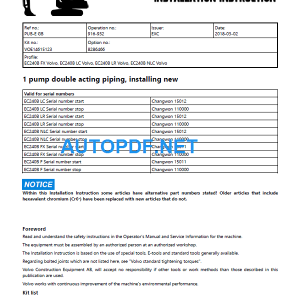 EC240B LC Operator Manual