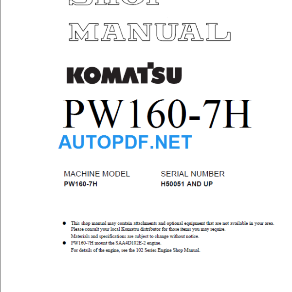 PW160-7H Shop Manual