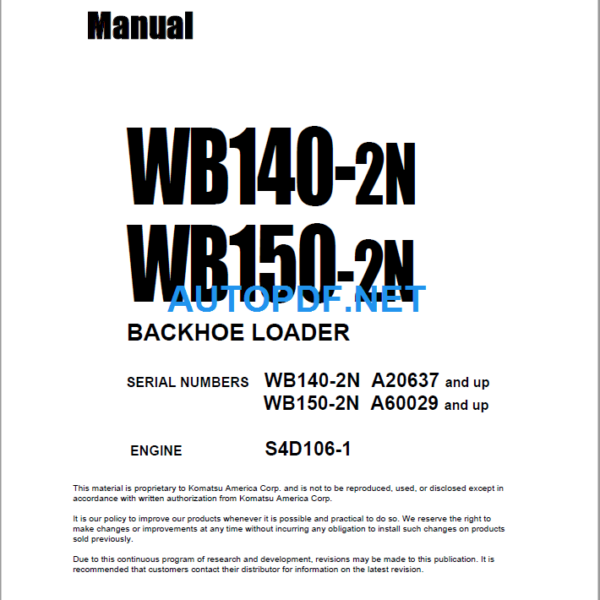 WB140-2N, WB150-2N Shop Manual