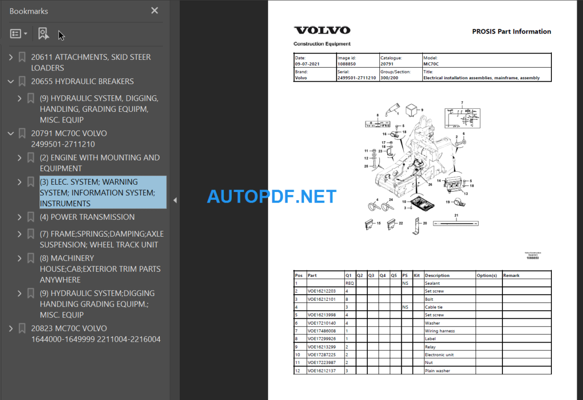 MC70C Parts Manual