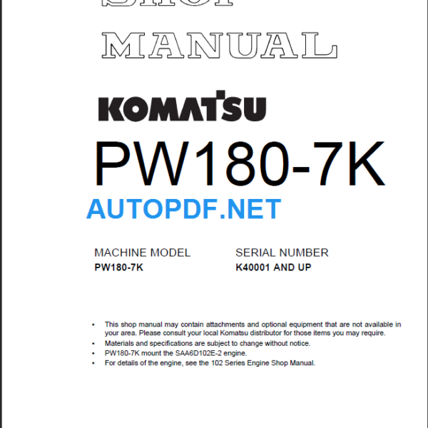 PW180-7K (K40001 and up) Shop Manual