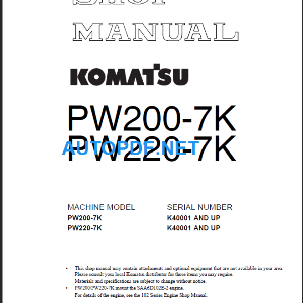 PW200-7K, PW220-7K Shop Manual
