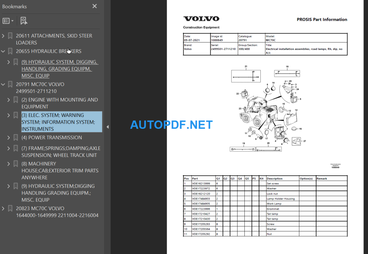 MC70C Parts Manual