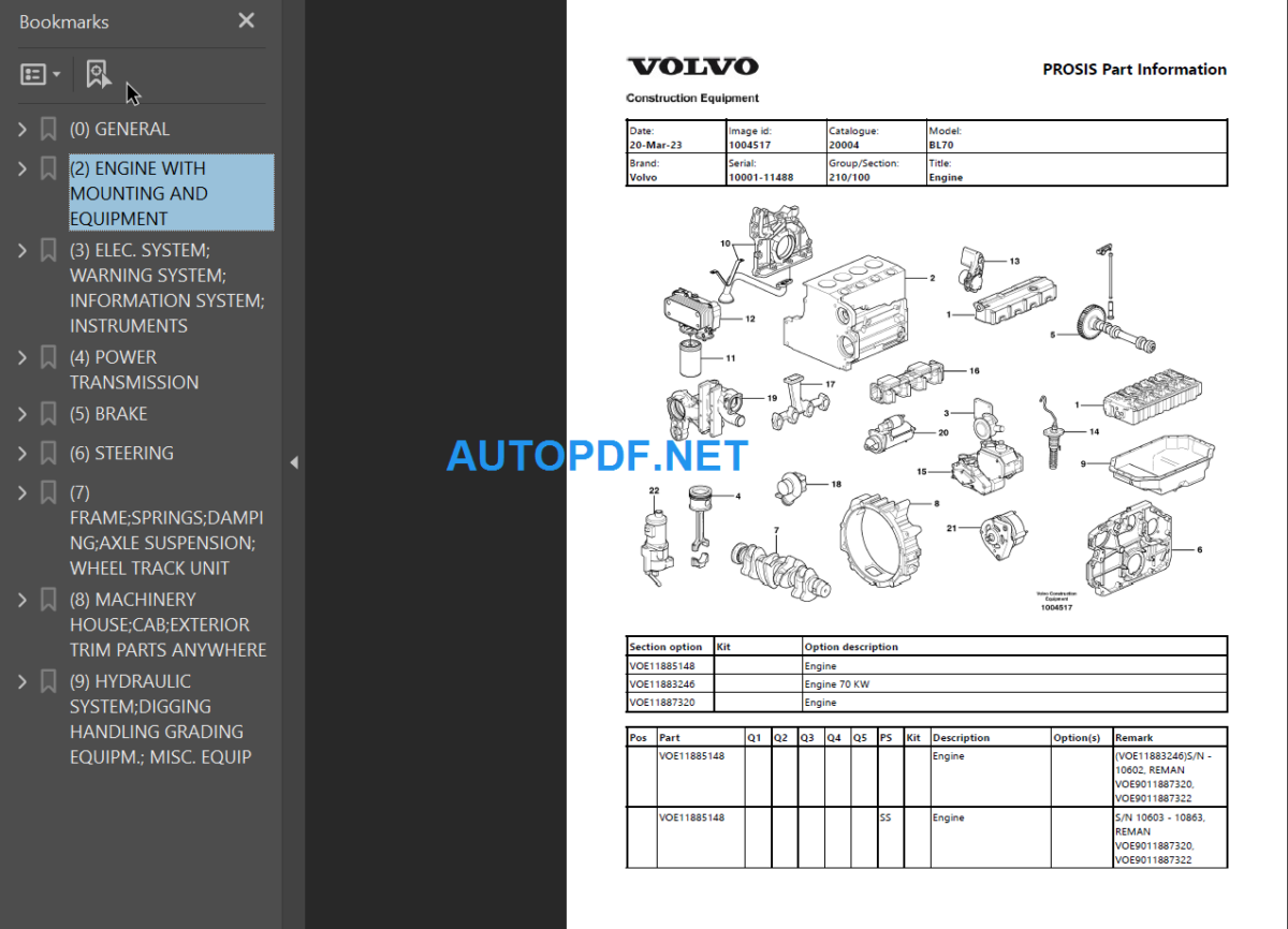 BL70 Parts Catalog Manual