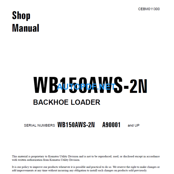 WB150AWS-2N Shop Manual