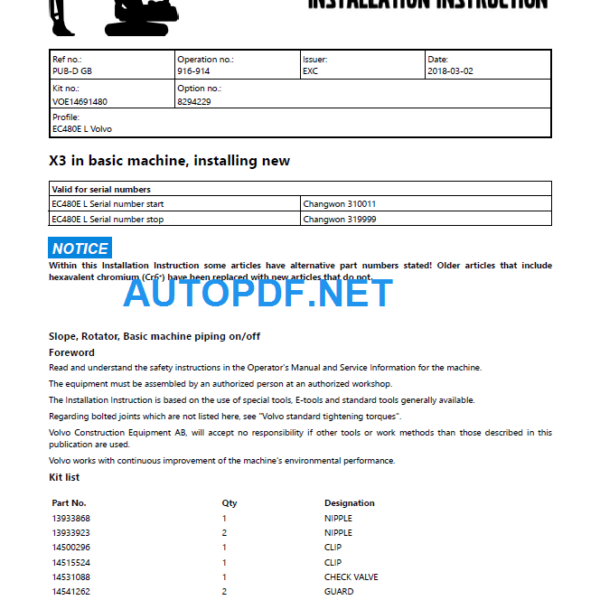 EC480E L Operator's Manual