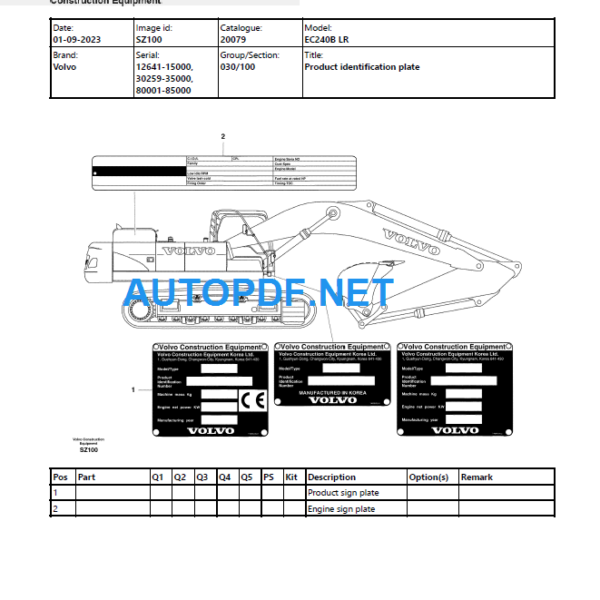 EC240B LR Parts Manual