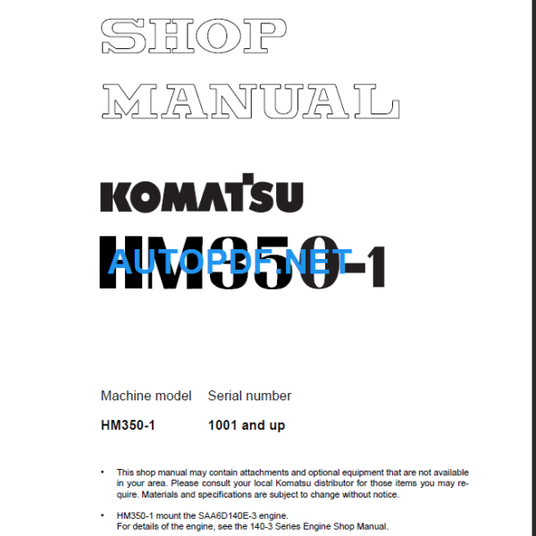 HM350-1 (1001 and up) Shop Manual