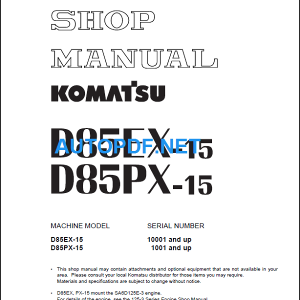 D85EX PX-15 Shop Manual