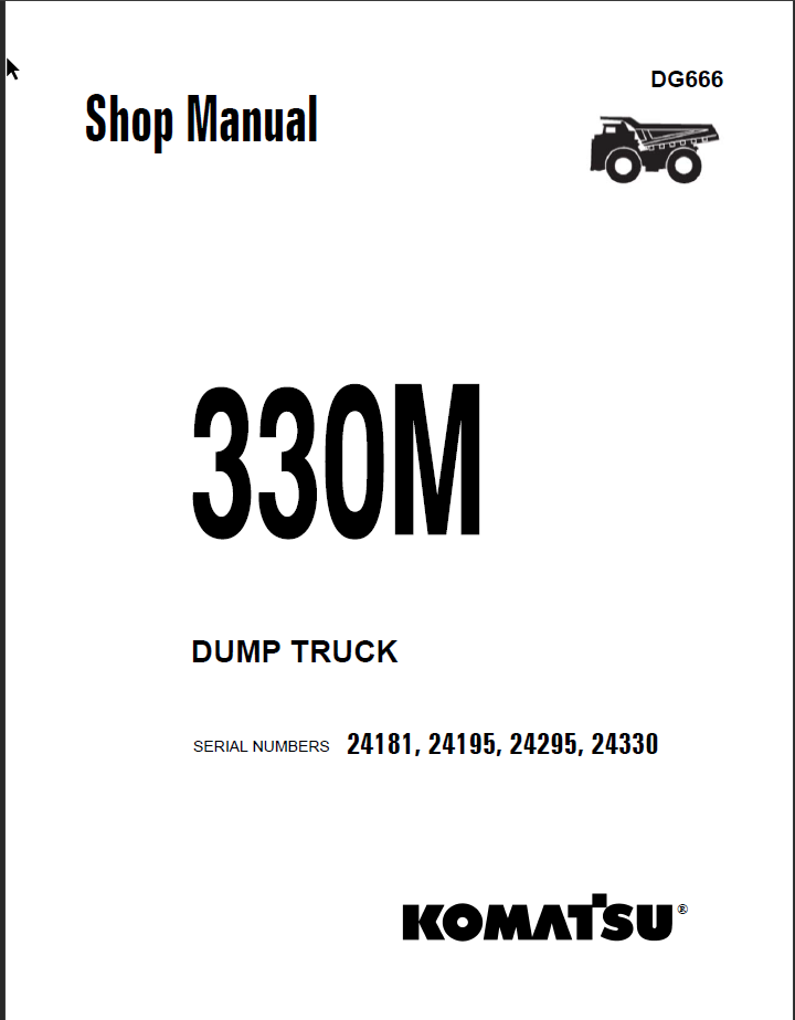 Komatsu 330M (24181 24195 24295 24330) Shop Manual