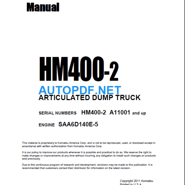 HM400-2 Shop Manual