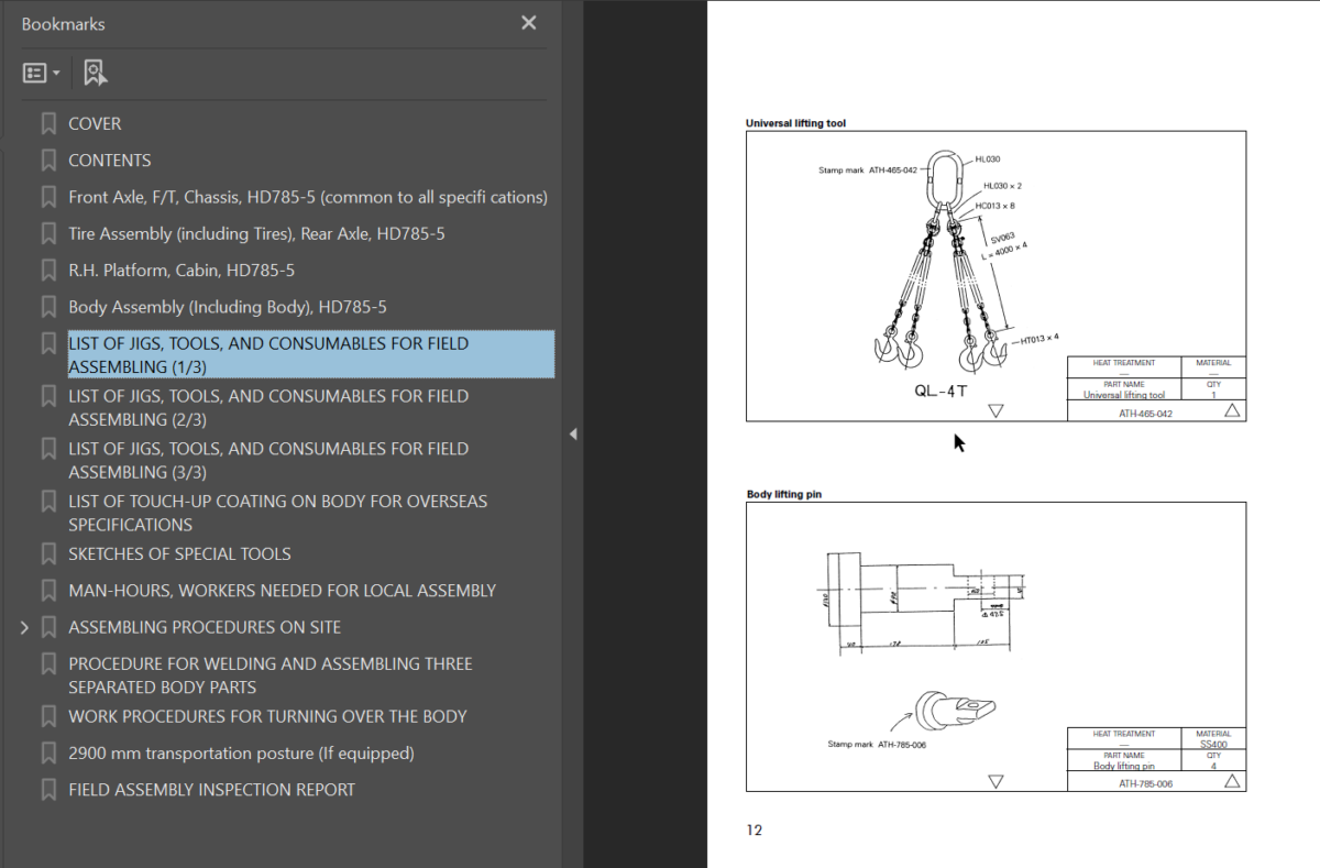 Komatsu HD785-7 Field Assembly Instruction (SERIAL NUMBERS 4001 and up)