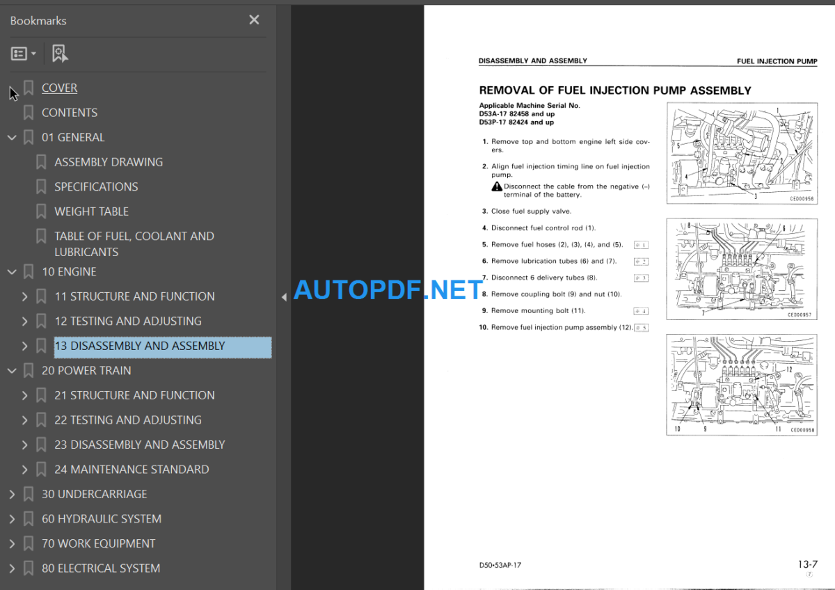 Komatsu D50A P-17 D53A P-17 Shop Manual