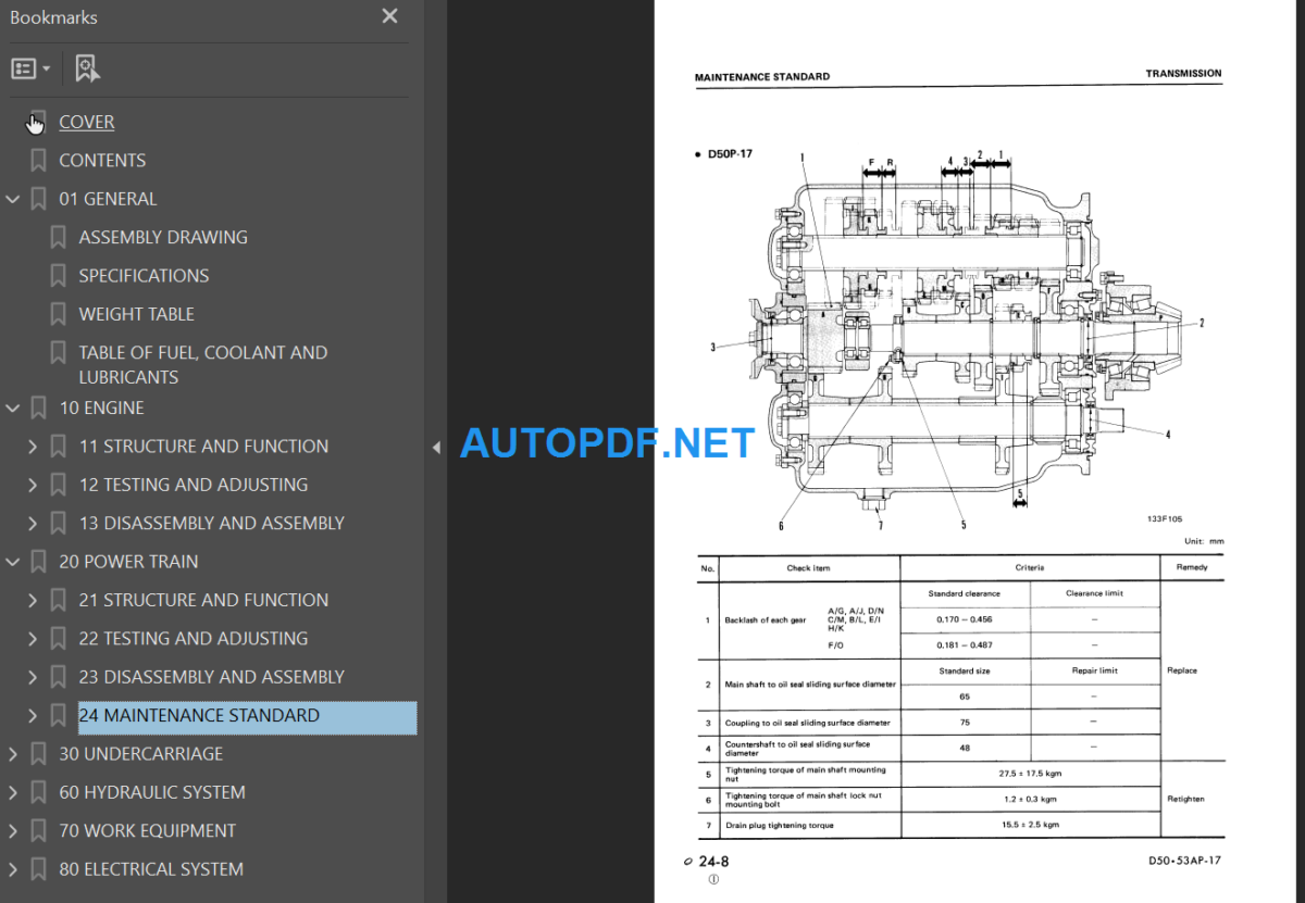 Komatsu D50A P-17 D53A P-17 Shop Manual