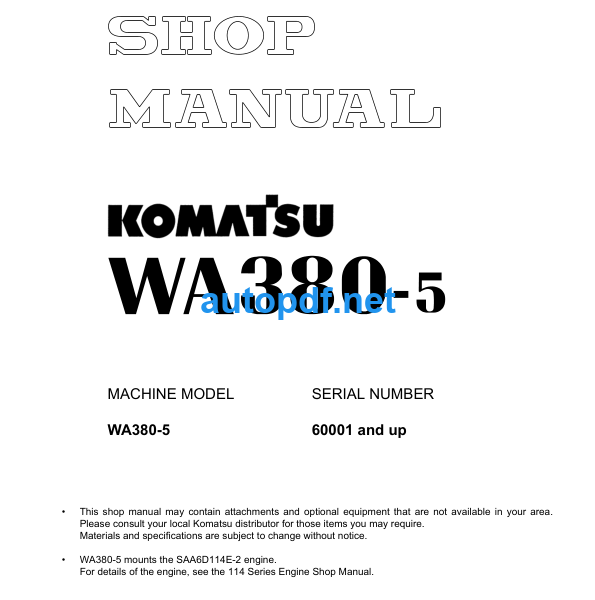 WA380-5 Shop Manual