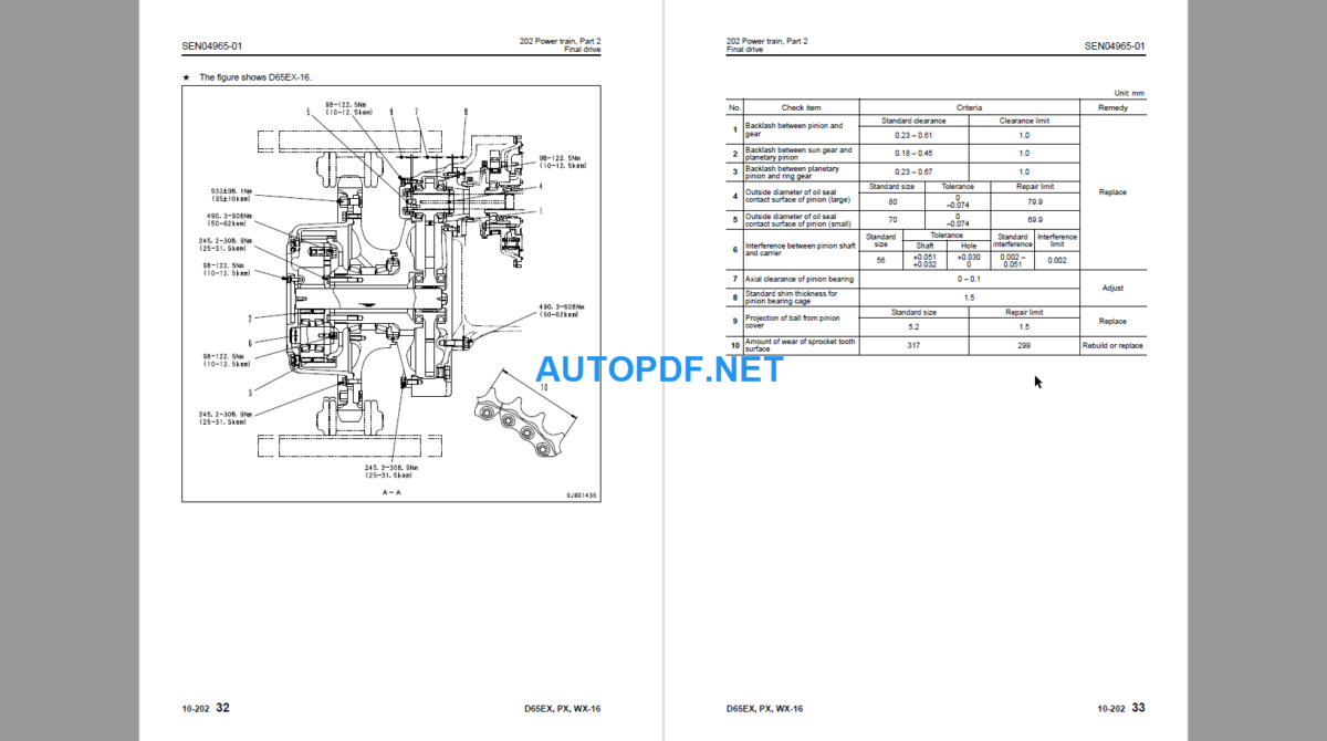 Komatsu Dozer D65EX-16 D65PX-16 D65WX-16 Shop Manual