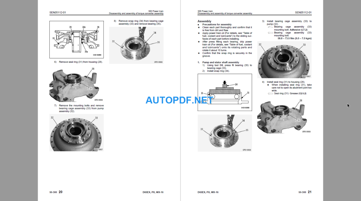 Komatsu Dozer D65EX-16 D65PX-16 D65WX-16 Shop Manual