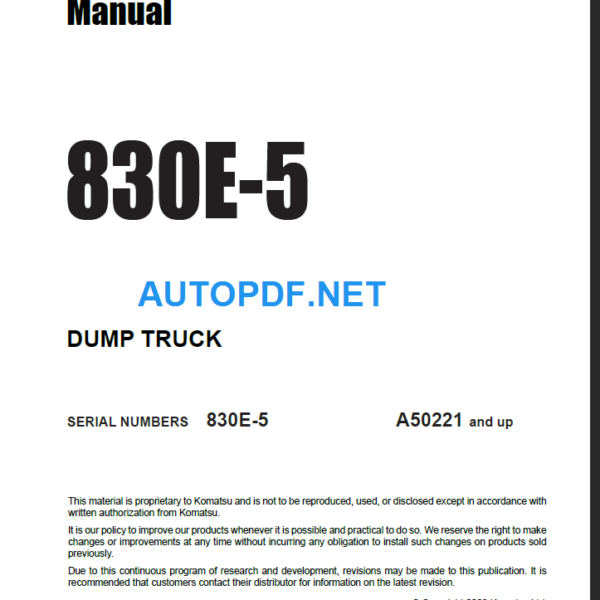 830E-5 (A50221 and up) Shop Manual
