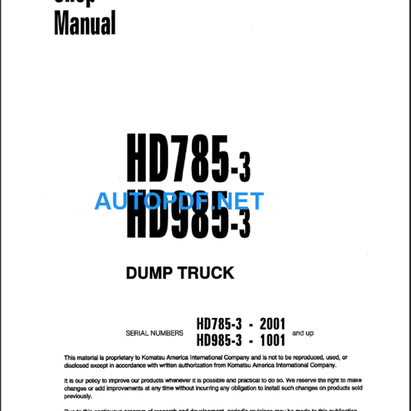 HD785-3 HD985-3 Shop Manual