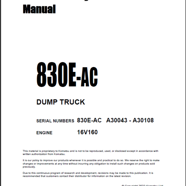 Komatsu 830E-AC Field Assembly Manual