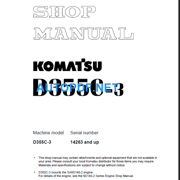 D355C-3 Shop Manual (14263 and up)