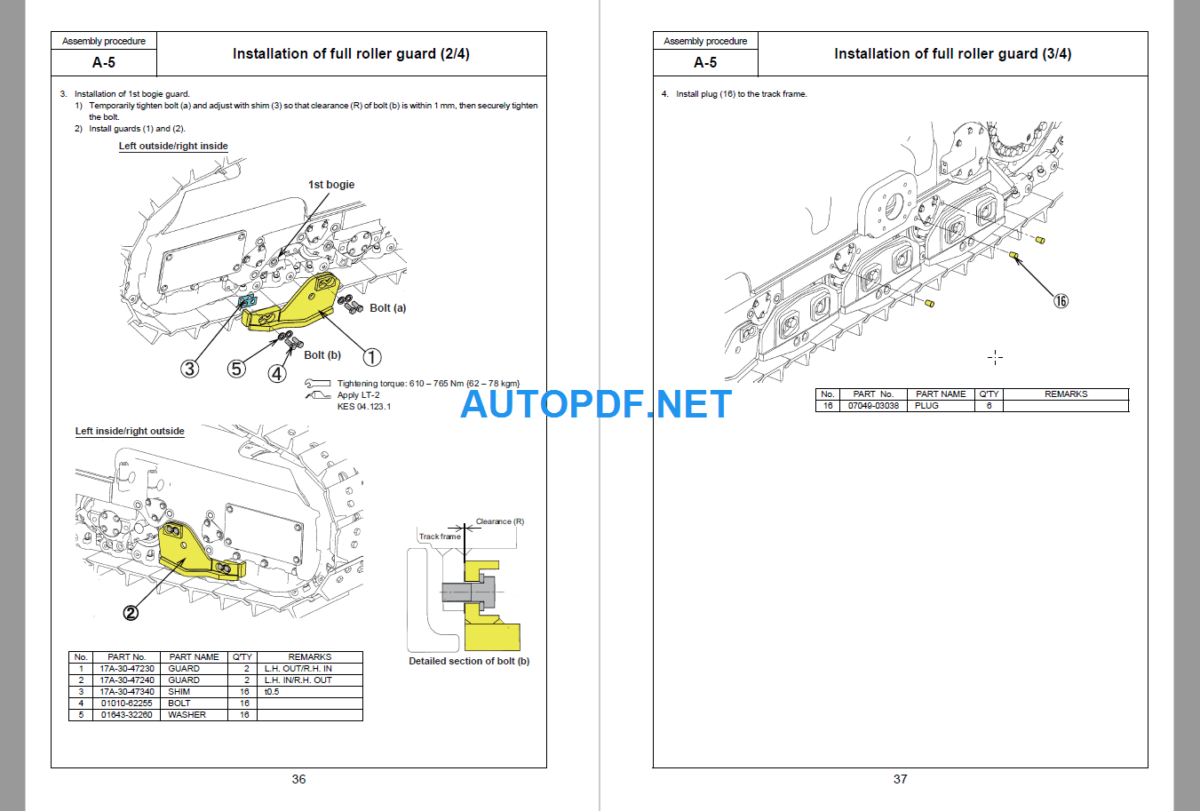 Komatsu Dozer D155AXI-8E0 Field Assembly Instruction