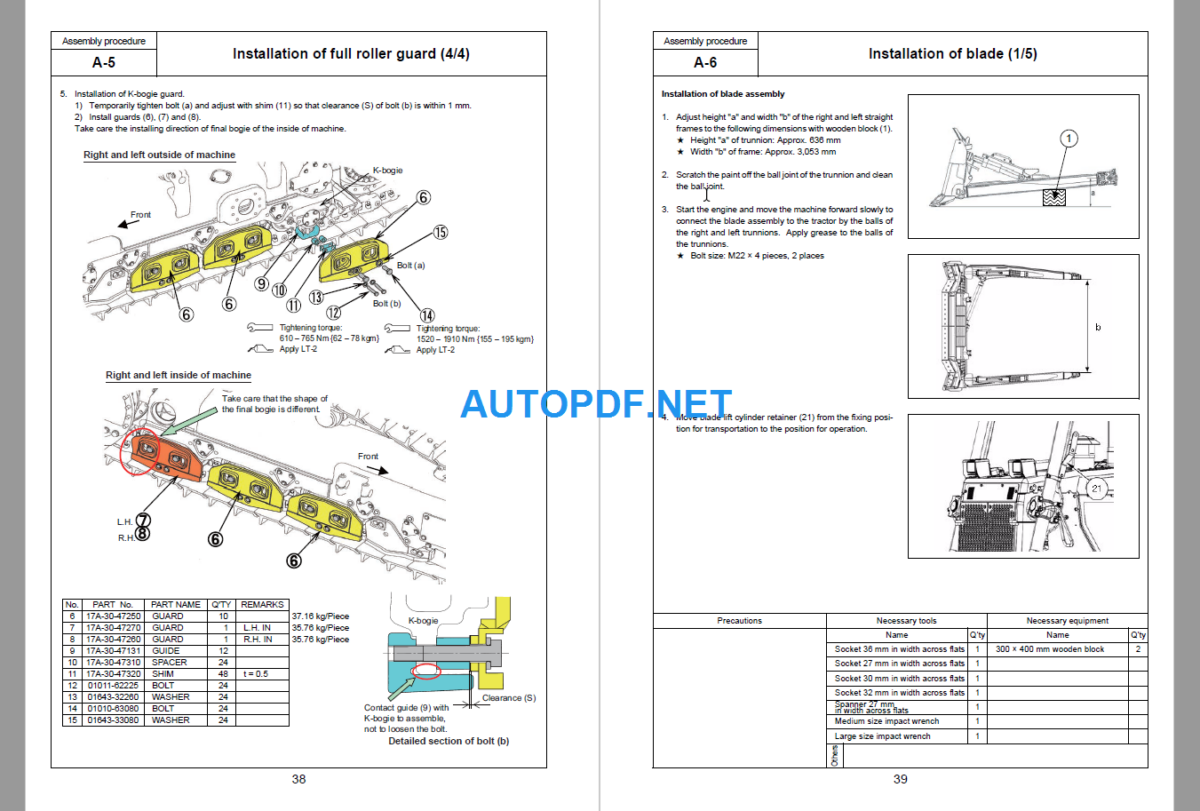 Komatsu Dozer D155AXI-8E0 Field Assembly Instruction (100358 and up)