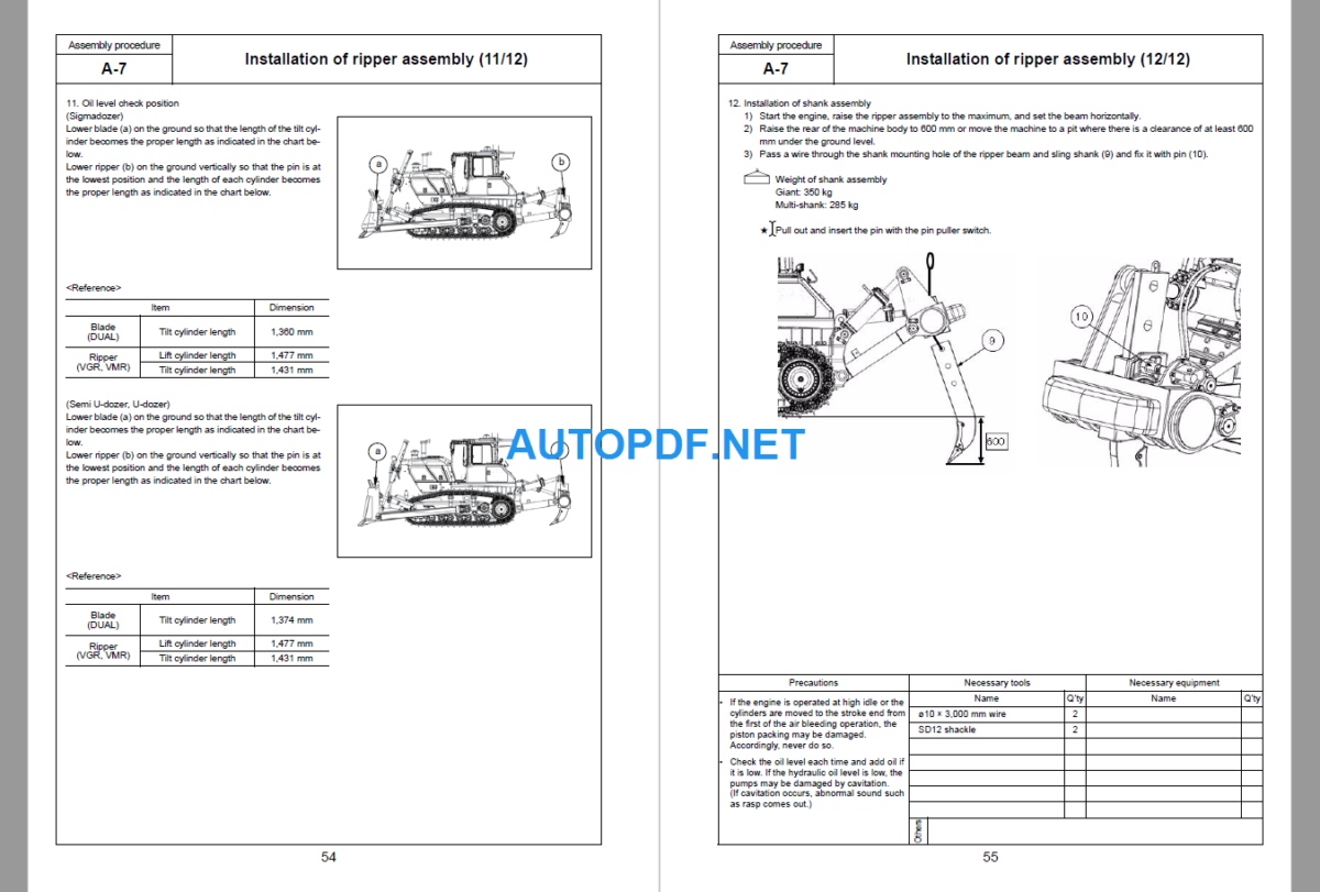 Komatsu Dozer D155AXI-8E0 Field Assembly Instruction (100358 and up)