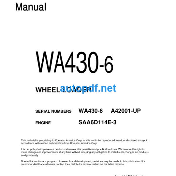 WA430-6 Shop Manual