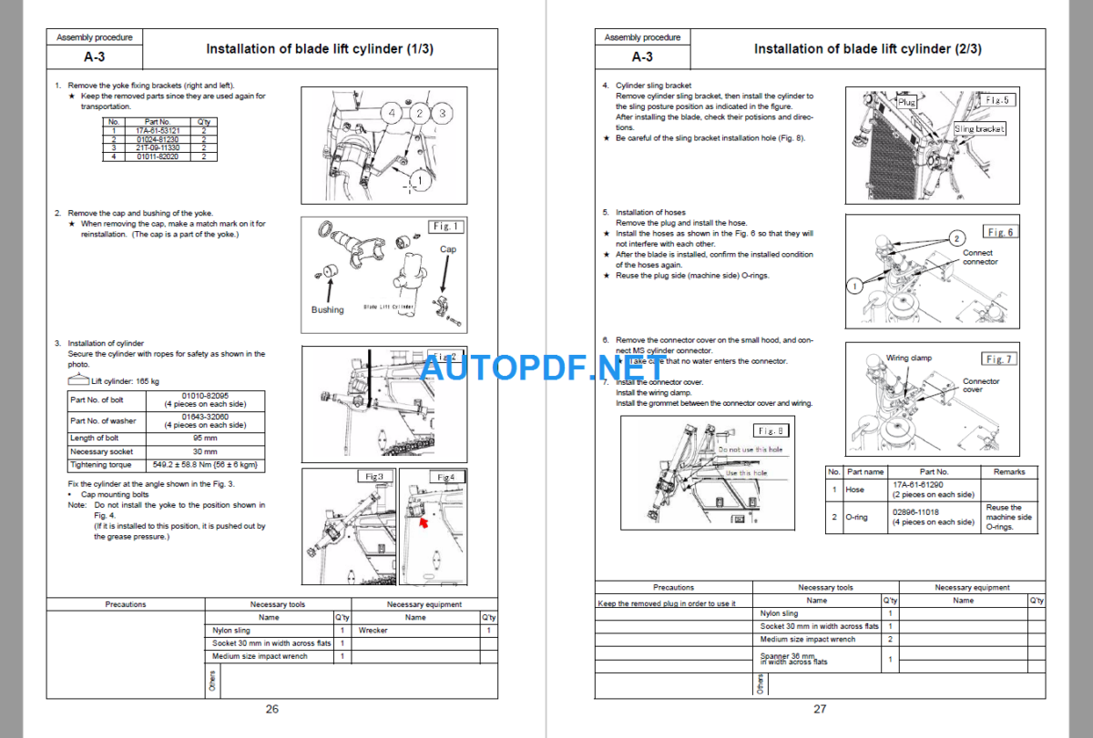 Komatsu Dozer D155AXI-8 Field Assembly Instruction (100040 and up)