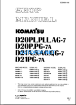 Komatsu Dozer D20PLPLLAG-7 D20PPG-7A D21AGAGQC-7 D21PG-7A Shop Manual