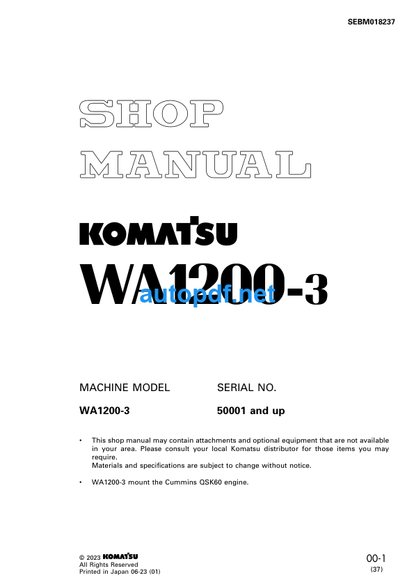 WA1200-3 Shop Manual