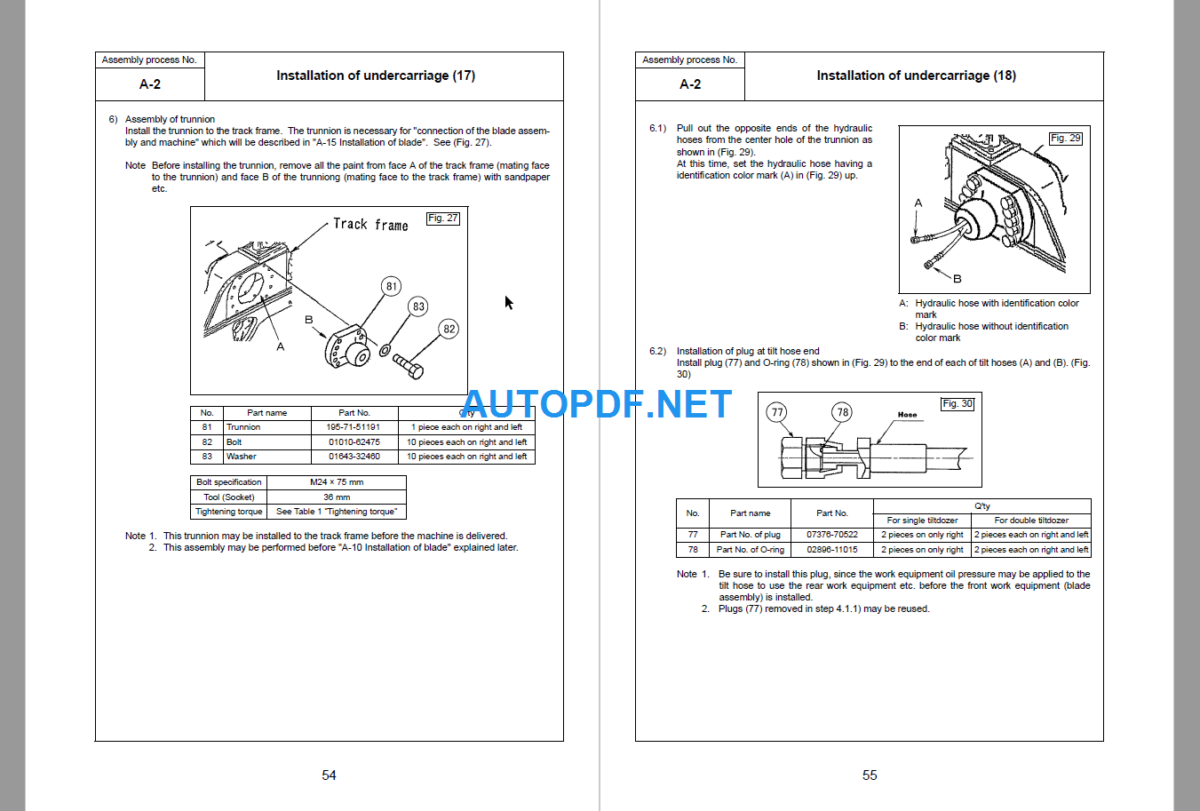 Komatsu Dozer D375A-6R Field Assembly Instruction