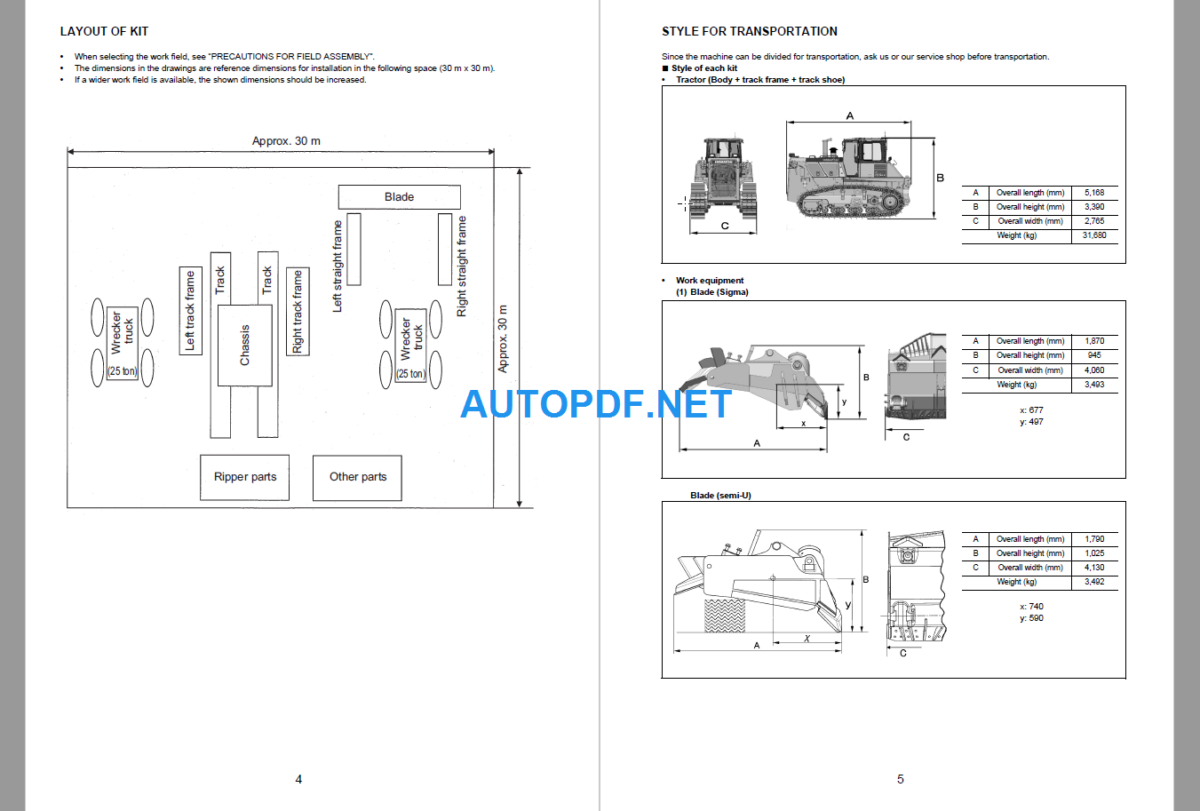 Komatsu Dozer D155AX-7 Field Assembly Instruction