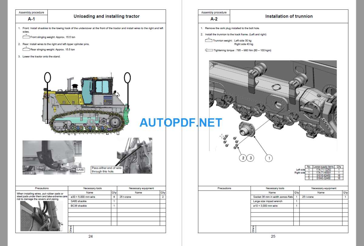 Komatsu Dozer D155AX-7 Field Assembly Instruction