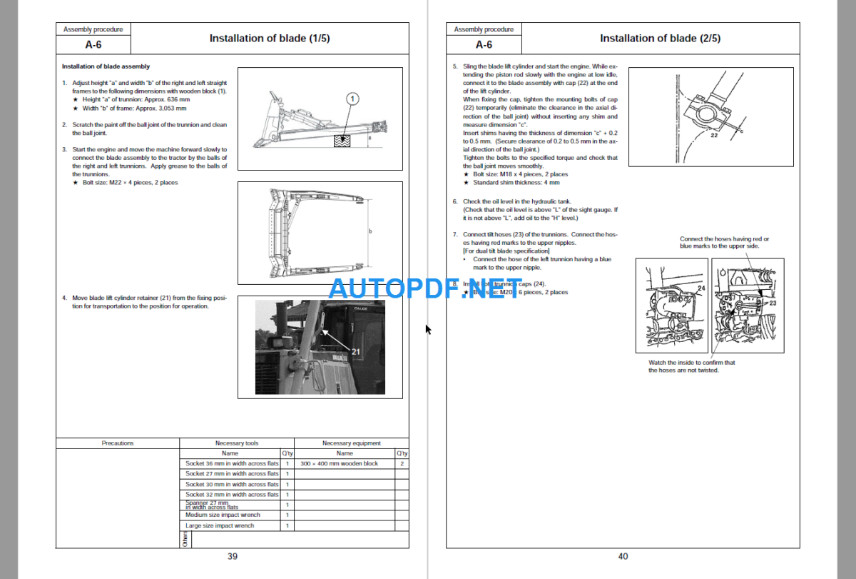 Komatsu Dozer D155AX-7 Field Assembly Instruction (90001 and up)