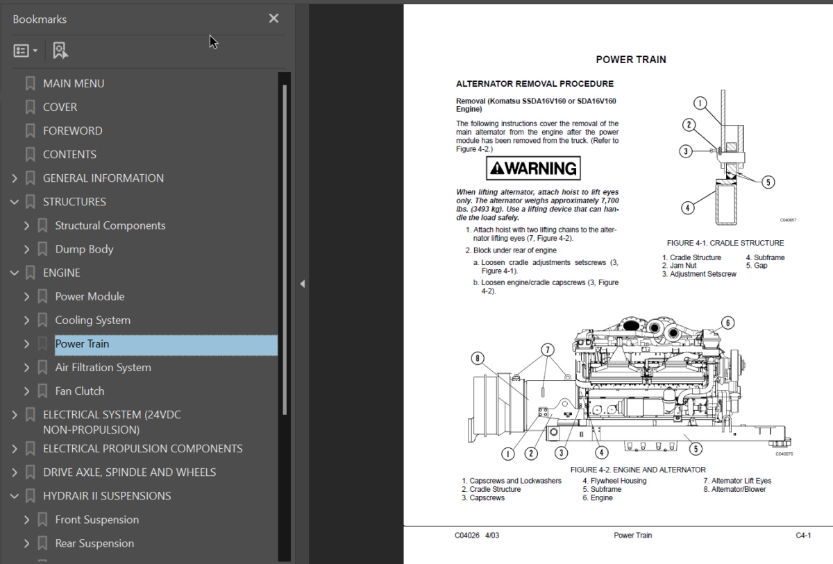 Komatsu 830E (A30710 - A30732 With Full Time Axle Blowler) Shop Manual