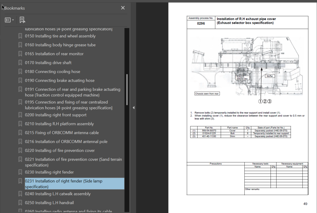 Komatsu HD465-7E0 Field Assembly Instruction