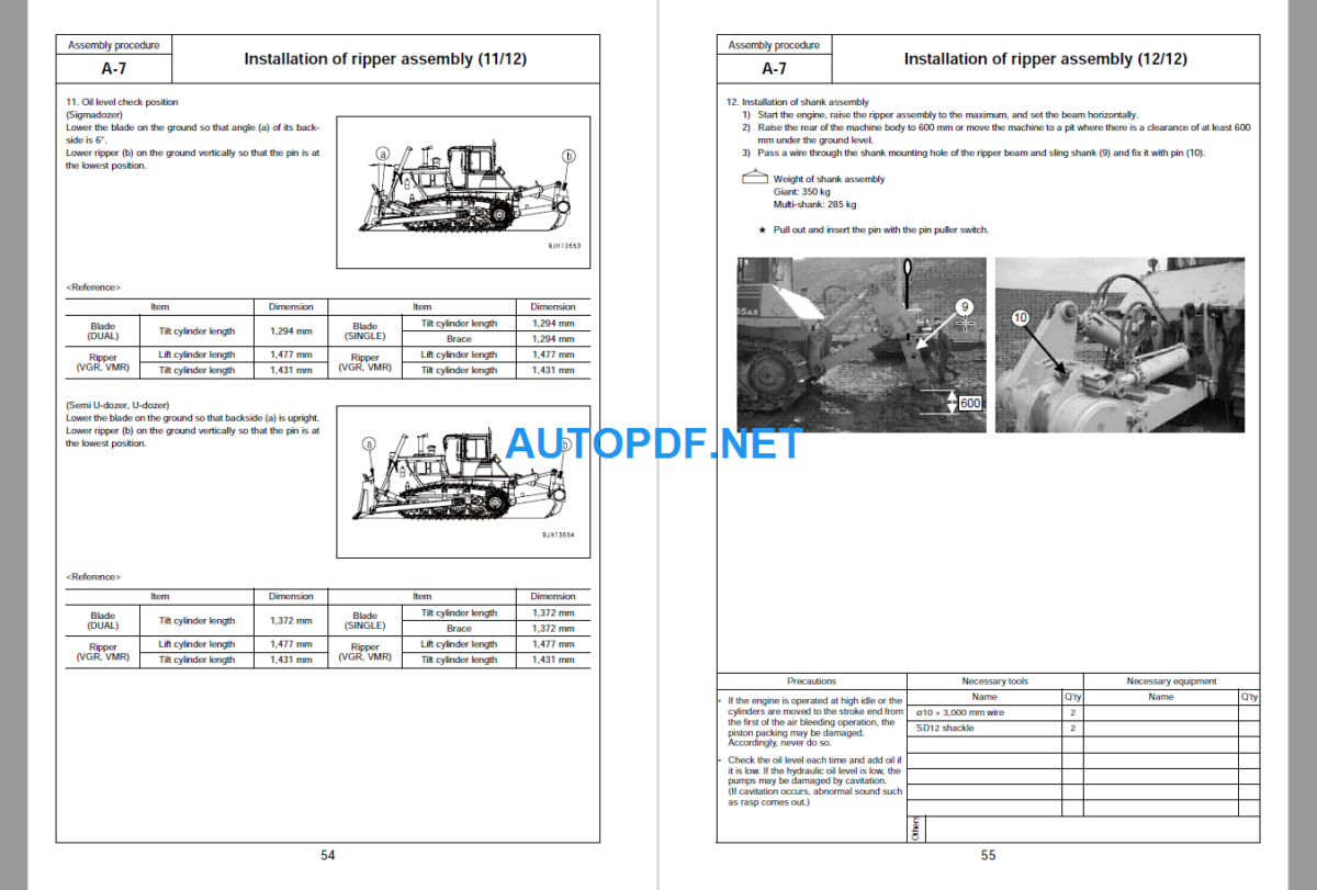 Komatsu Dozer D155AX-7 Field Assembly Instruction (90001 and up) (GEN00108-02)