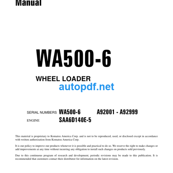 WA500-6 Shop Manual