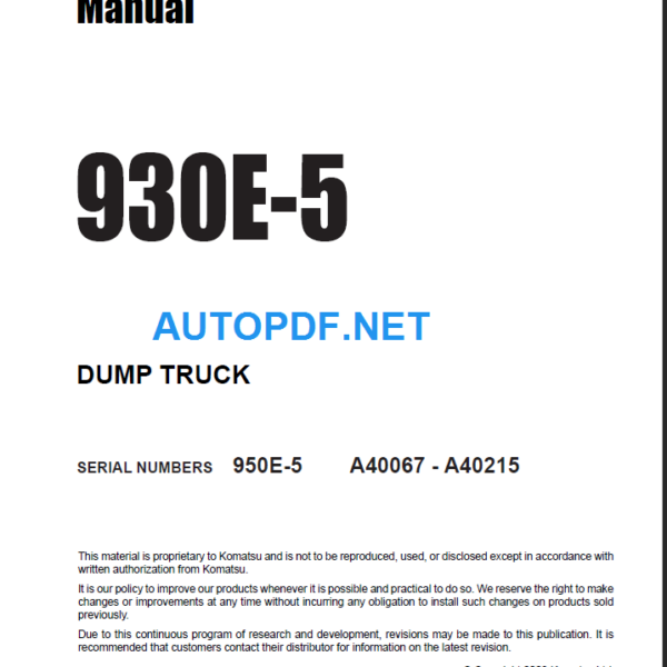930E-5 (SN A40067-A40215) Shop Manual