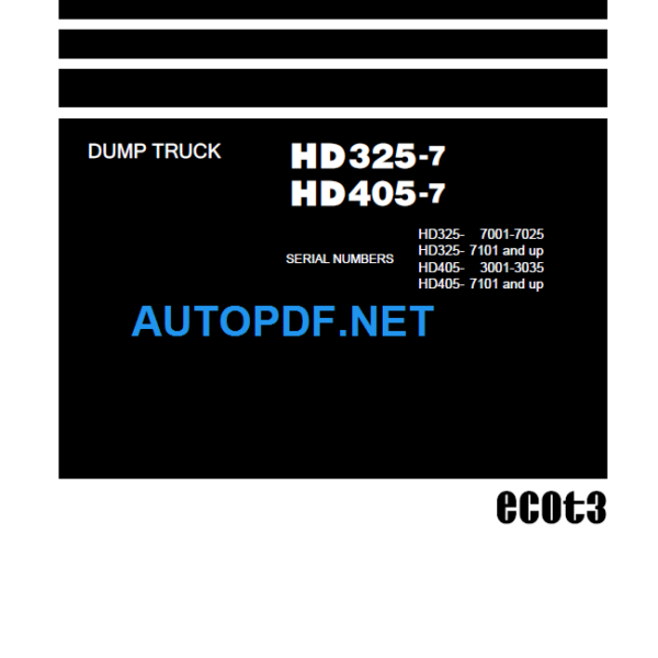 Komatsu HD325-7 HD405-7 Shop Manual