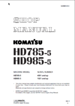 Komatsu HD785-5 (4001 and up) HD985-5 (1021 and up) (SEBM013912) Shop Manual