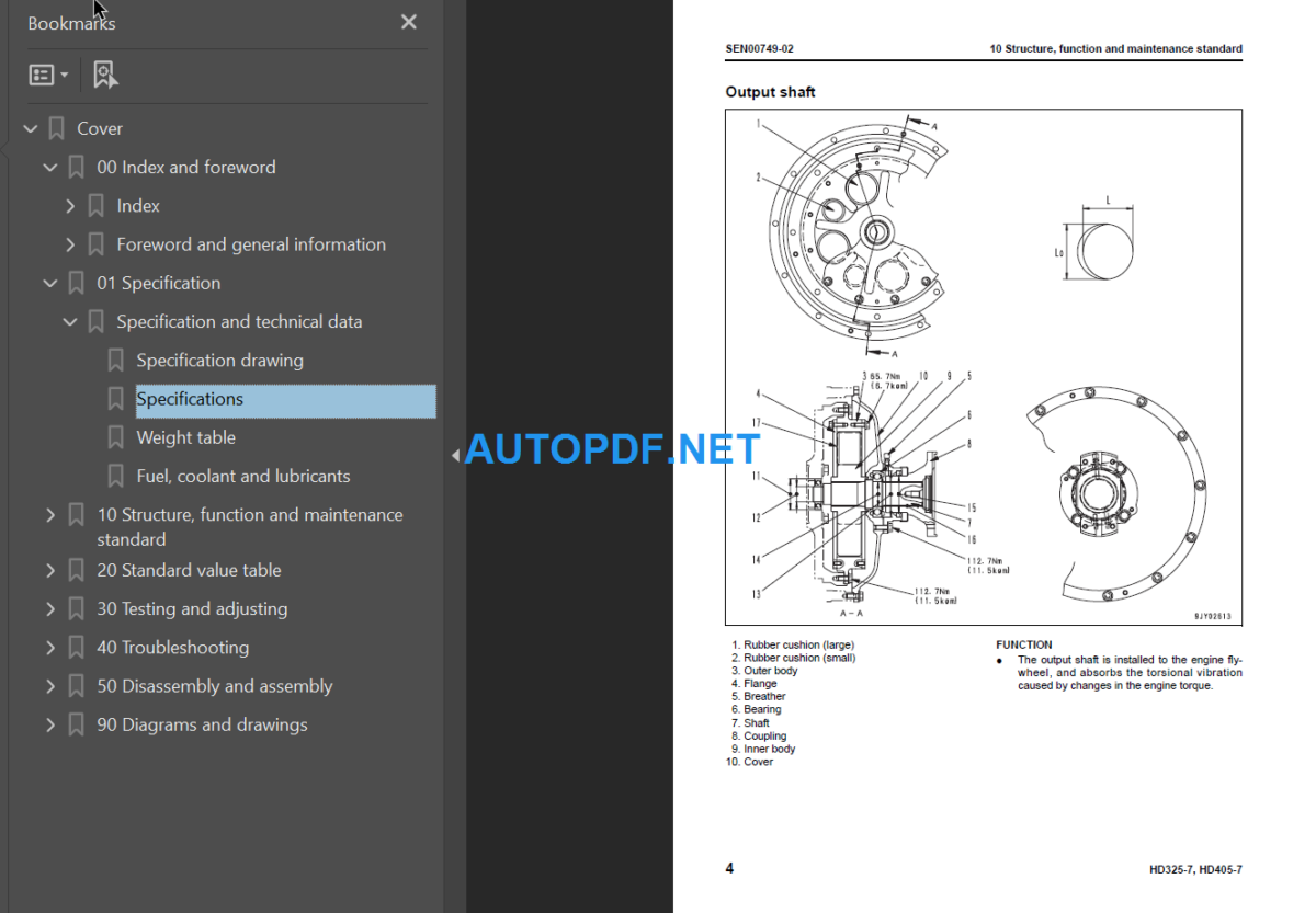 Komatsu HD325-7 HD405-7 Shop Manual