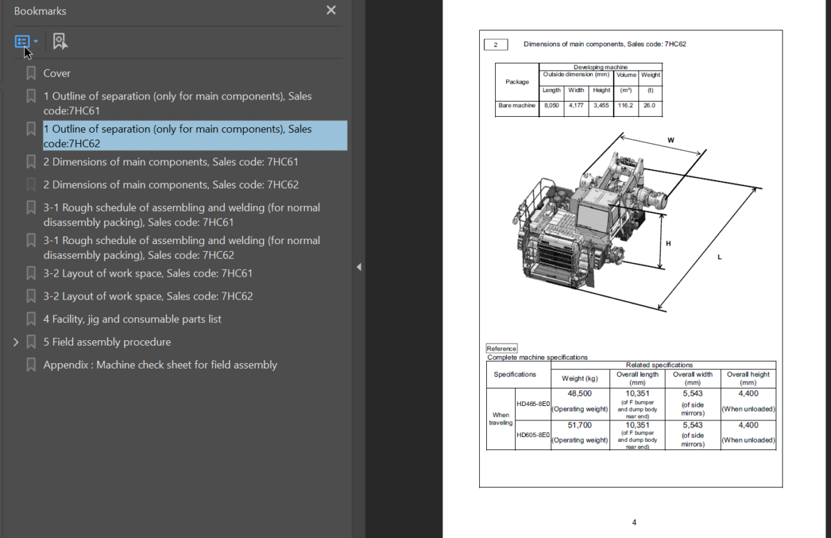 Komatsu HD465-8E0 HD605-8E0 Field Assembly Instruction