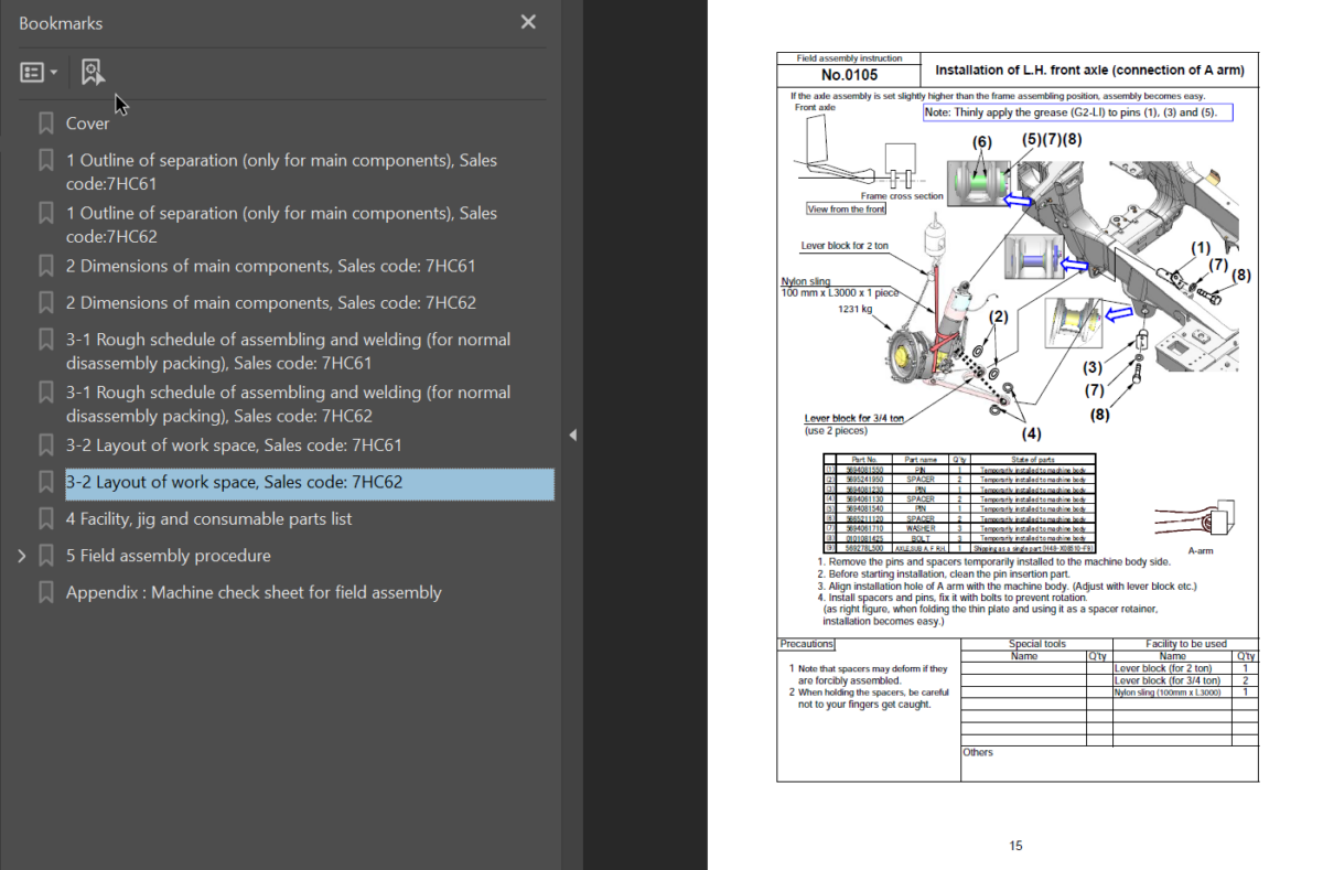 Komatsu HD465-8E0 HD605-8E0 Field Assembly Instruction