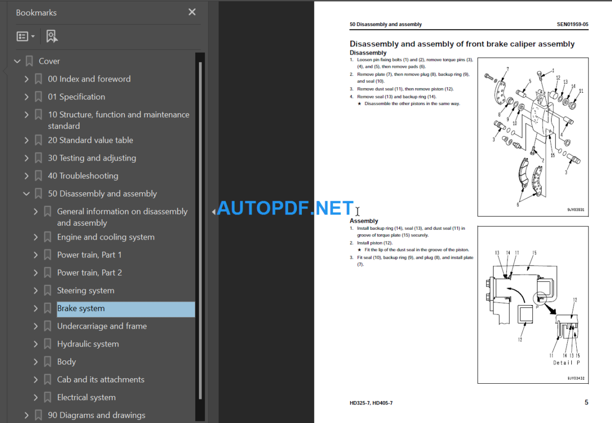 Komatsu HD325-7 HD405-7 Shop Manual