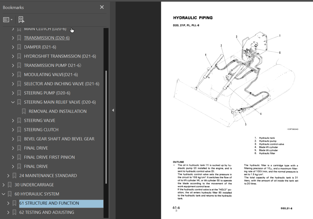 Komatsu D20A P S Q-6 D21A P S Q 6 Shop Manual